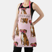 Personalized Boxer Dog with Pink Heart Glasses エプロン (インサイチュ)
