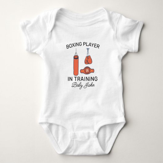 Personalized Boxing Name - Box Player in Training ベビーボディスーツ (正面)