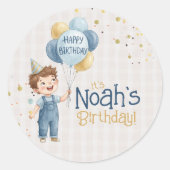 Personalized Boy Birthday Party Sticker ラウンドシール (正面)