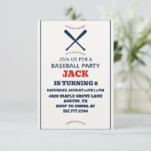 Personalized Boys Baseball Birthday Party 招待状 (スタンド正面)