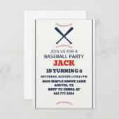 Personalized Boys Baseball Birthday Party 招待状 (正面/裏面)
