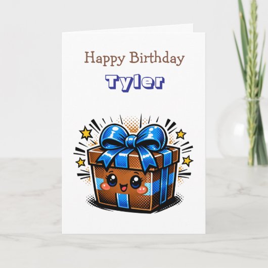 Personalized Boy's Birthday | Cupcake カード (正面)