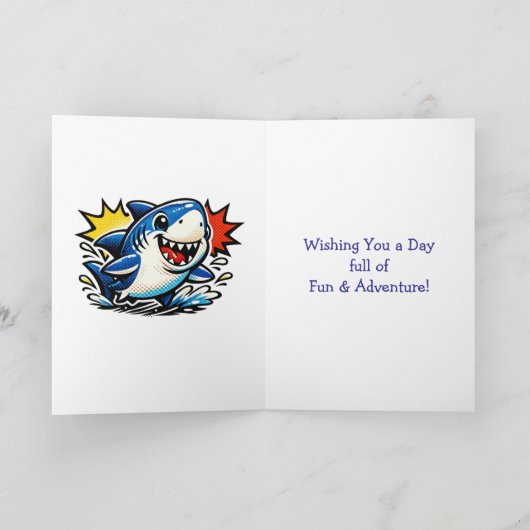 Personalized Boy's Birthday | Sailboat and Shark  カード (内部)