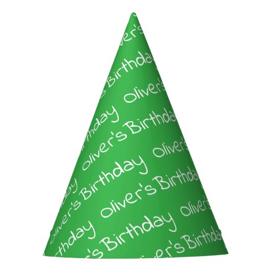 Personalized Boy's Name Birthday Green Party Hats パーティーハット (正面)