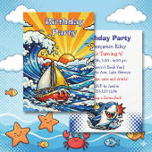 Personalized Boy's Nautical Birthday Party 招待状