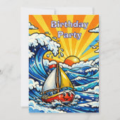 Personalized Boy's Nautical Birthday Party 招待状 (正面)
