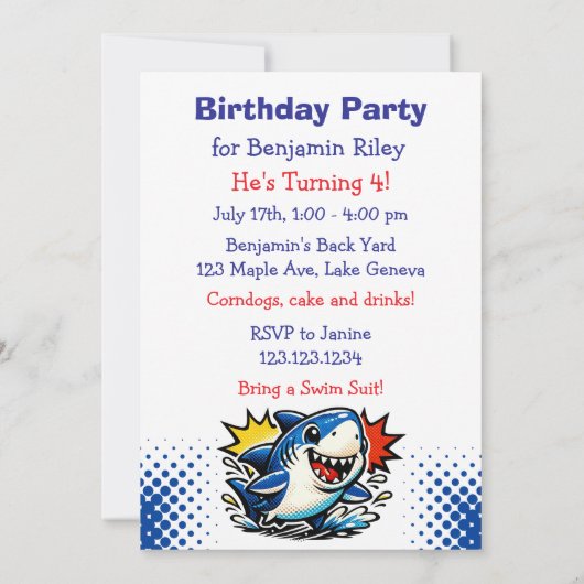 Personalized Boy's Nautical Birthday Party 招待状 (裏面)