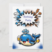 Personalized Boy's Nautical Whale  Birthday Party 招待状 (正面)