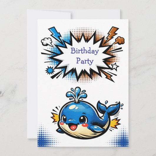 Personalized Boy's Nautical Whale  Birthday Party 招待状 (正面)