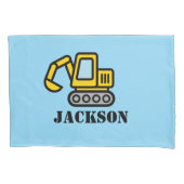 Personalized boy's room excavator pillow case 枕カバー (正面)
