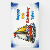 Personalized Boy's Sailboat Themed Birthday Party 横断幕 (縦)