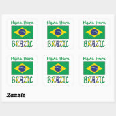 Personalized Brazil Flag Square Label スクエアシール (シート)