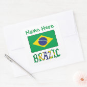Personalized Brazil Flag Square Label スクエアシール (封筒)