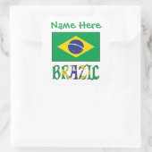 Personalized Brazil Flag Square Label スクエアシール (バッグ)