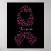 Personalized Breast Cancer Ribbon Wall Art ポスター (正面)