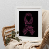 Personalized Breast Cancer Ribbon Wall Art ポスター