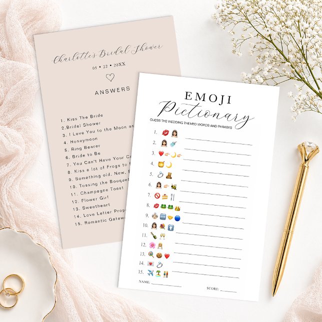Personalized Bridal Shower Emoji Pictionary Game (EMOJI Pictionary)