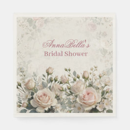Personalized Bridal Shower Napkins | Blush Rose スタンダードランチョンナプキン
