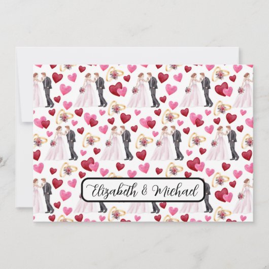 Personalized Bride & Groom Wedding Note Card ノートカード (正面)