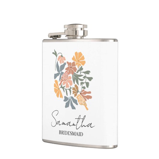 Personalized Bridesmaid Flower Boho Wedding フラスク (左)