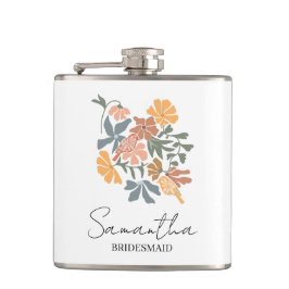 Personalized Bridesmaid Flower Boho Wedding フラスク