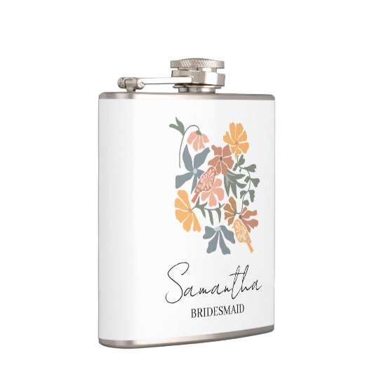 Personalized Bridesmaid Flower Boho Wedding フラスク (右)