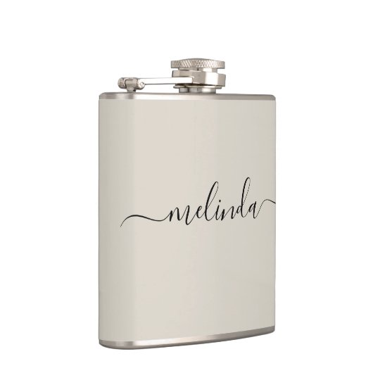 Personalized Bridesmaid Gift Beige Wedding フラスク (右)