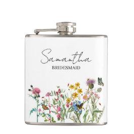Personalized Bridesmaid Wildflowers Wedding フラスク