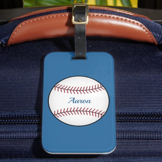 Personalized Bright Blue Baseball Luggage Tag Gift ラゲッジタグ (正面インサイチュ2)