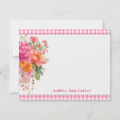 Personalized Bright Pink Floral ノートカード (正面)