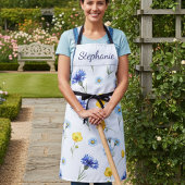 Personalized Bright Wildflower Poppy Cornflower エプロン