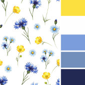 Personalized Bright Wildflower Poppy Cornflower フリースブランケット