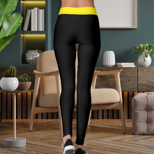 Personalized Bright Yellow Black Stripes Pet Names レギンス