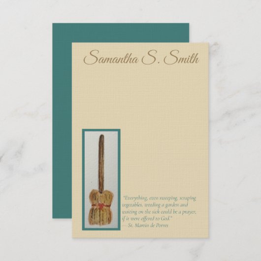 Personalized Broom - St. Martin de Porres Notecard 招待状 (正面/裏面)