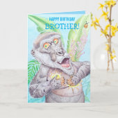 Personalized Brother's Birthday Greeting Card  カード (黄色い花)