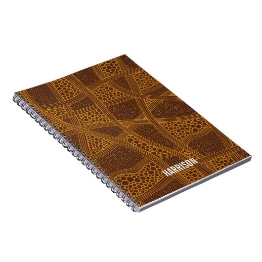 Personalized Brown &Beige Abstract Pattern ノートブック (右側)