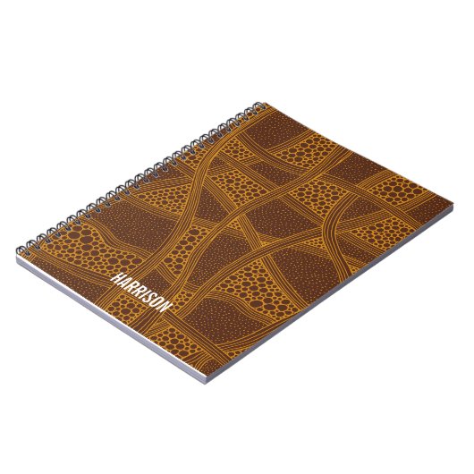 Personalized Brown &Beige Abstract Pattern ノートブック (左側)