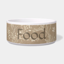Personalized Brown Botanical Pet Food Bowl