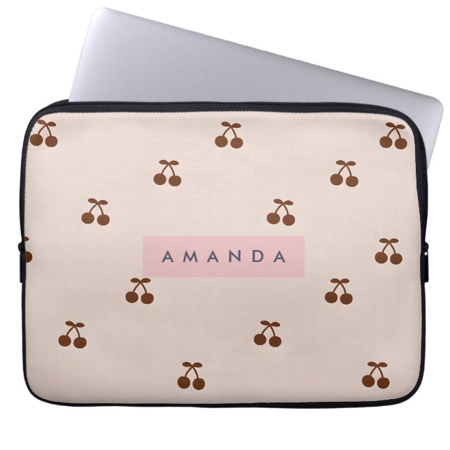 Personalized Brown Cherry Pattern  ラップトップスリーブ (正面)