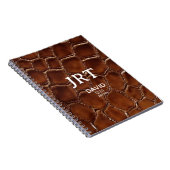 Personalized Brown Crocodile Leather Monogram ノートブック (右側)