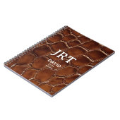 Personalized Brown Crocodile Leather Monogram ノートブック (左側)