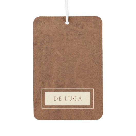 Personalized Brown Faux Leather  カーエアーフレッシュナー (正面)