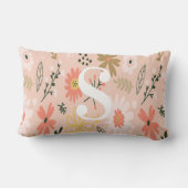 Personalized Brown Floral ランバークッション (裏面)