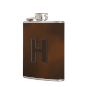 Personalized Brown Leather Hip Monogram Initial H フラスク (左)