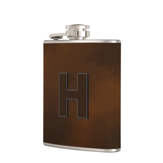 Personalized Brown Leather Hip Monogram Initial H フラスク (左)