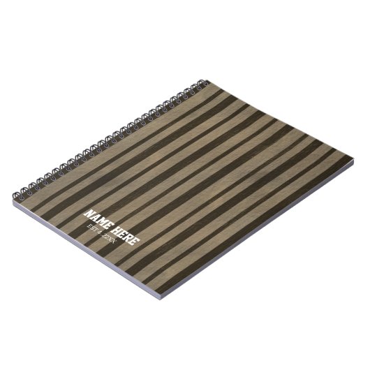 Personalized Brown Stripes Spiral Notebook ノートブック (左側)