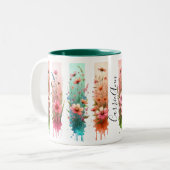 Personalized Brushstrokes Floral Design  ツートーンマグカップ (正面左)