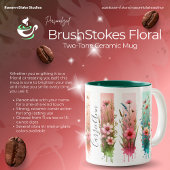 Personalized Brushstrokes Floral Design  ツートーンマグカップ