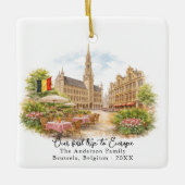 Personalized Brussels Belgium Travel Photo セラミックオーナメント (正面)