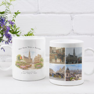 Personalized Brussels Belgium Travel Photo Mug コーヒーマグカップ